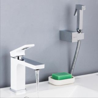 Смеситель для раковины с гигиеническим душем Gappo G1017-1 белый/хром